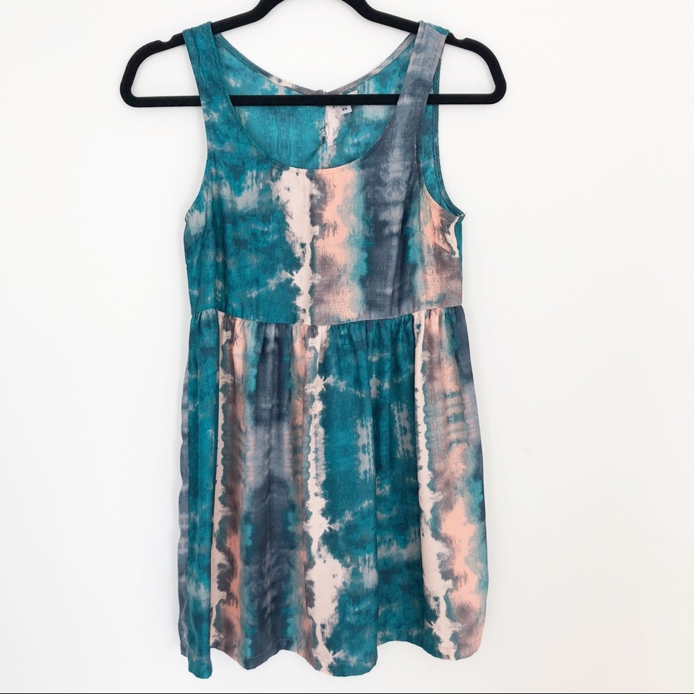 Urban Outfitters Tie-Dye Flowy Tank Green Pink XS